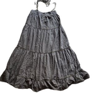 American Eagle Olive Green Floral Print Halter Dress Women's Midi